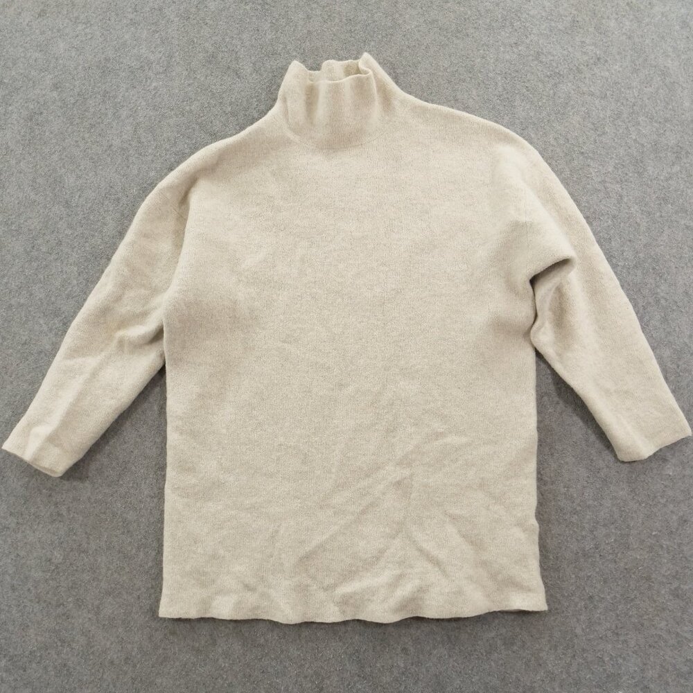 Babaton Sweater Womens Small 3 Beige Knit Merino Wool Pullover Mock Neck